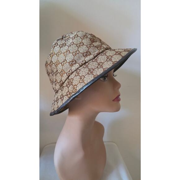 Gucci Beige GG Monogram Studded bucket hat L sz - Picture 3 of 15